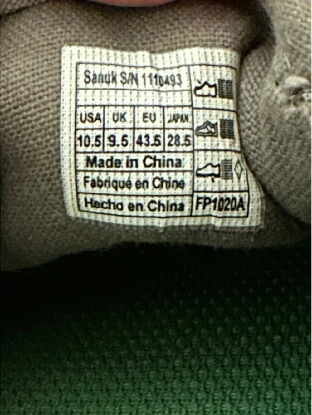 Sanuk Men's Slip-On Canvas Shoes Size 10.5 US, Light Brown,